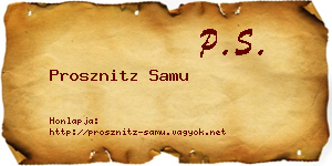 Prosznitz Samu névjegykártya